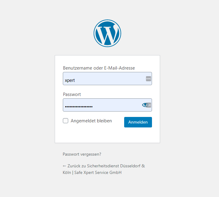 Wordpress-Login Fenster